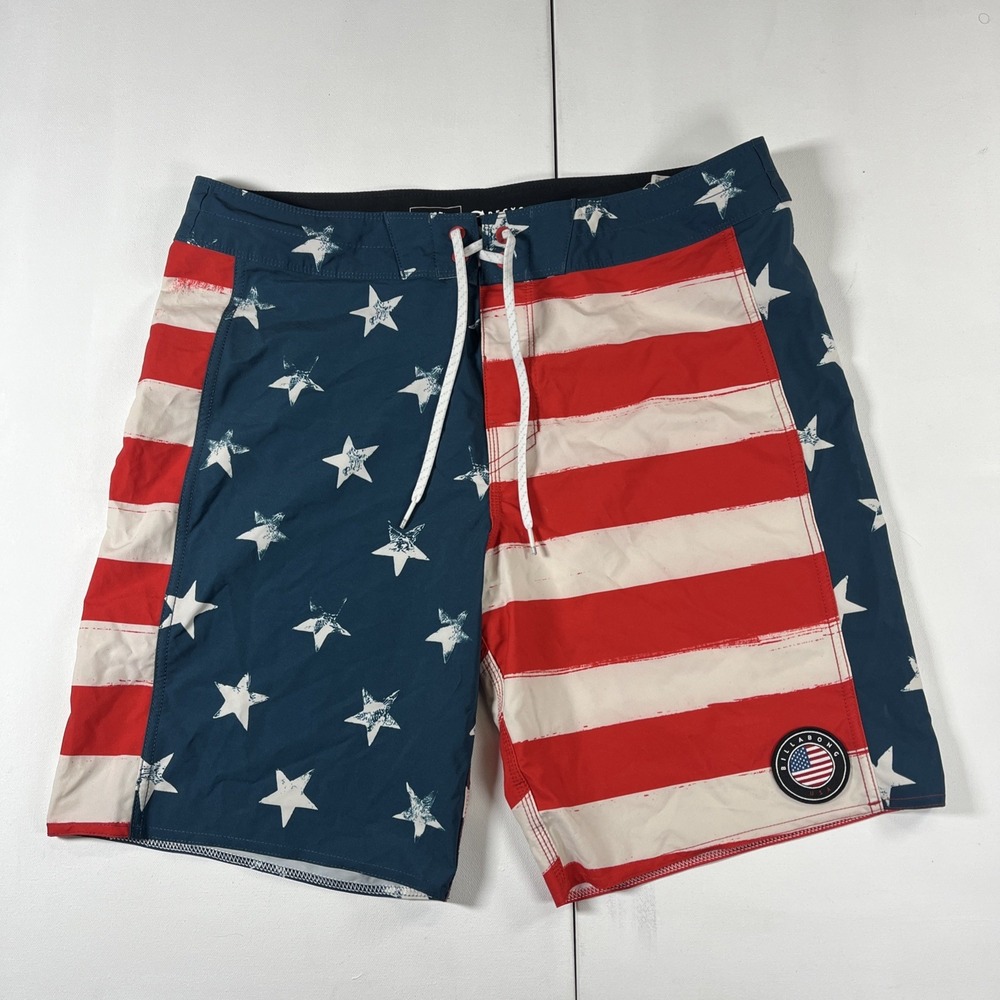 Billabong Dbah Pro Board Shorts American Flag Surf Free Or Die Men's 34